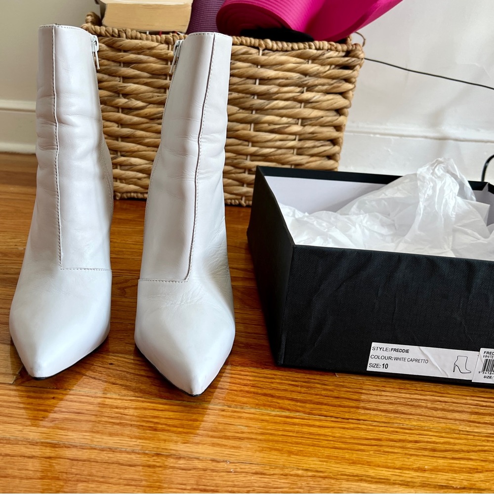 Tony Bianco Freddie White Capretto heeled boot.